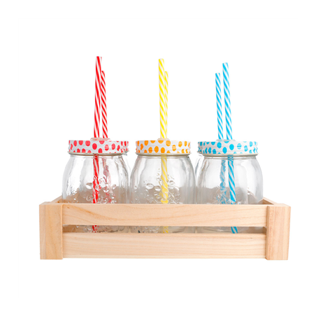 SET 6 PICHETS+PAILLE AVEC BOÎTE 530 ML Ø 8,8x13,3 CM TRANSPARENT VERRE (6 UNITÉ)