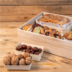 BOÎTE PRÉSENTATION BUFFET  37x21x5 CM NATUREL BOIS (1 UNITÉ)