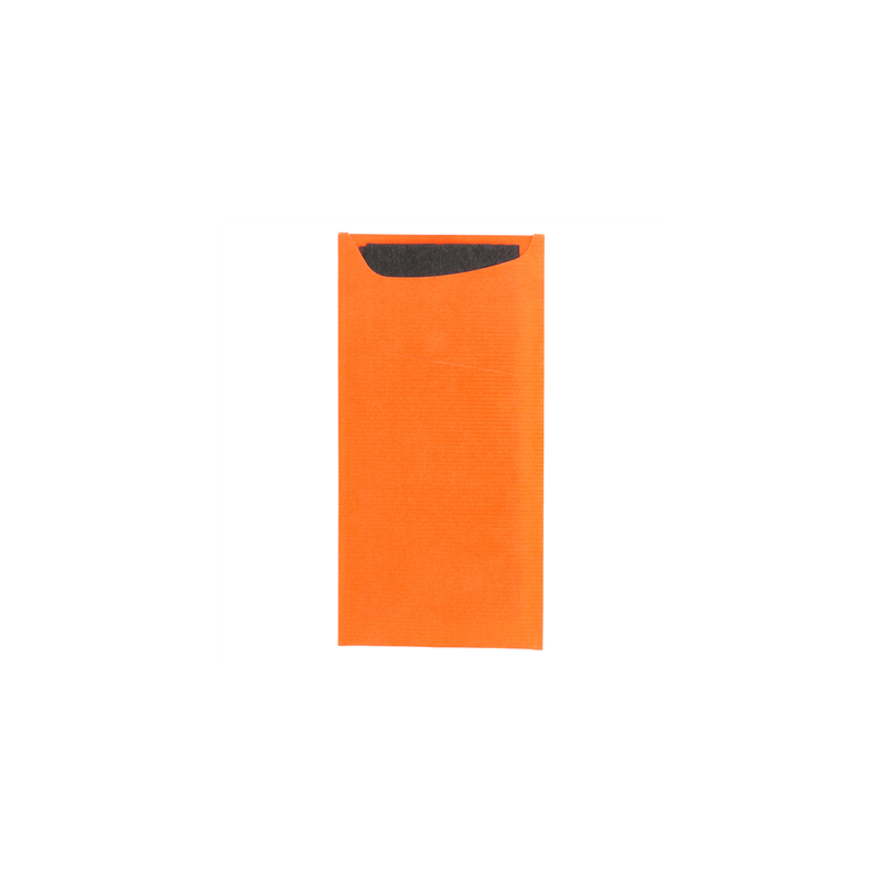 SACS COUVERTS + SERVIETTE 'JUST IN TIME' 90 + 10PE G/M2 11,2x22,5 CM ORANGE CELLULOSE (400 UNITÉ)
