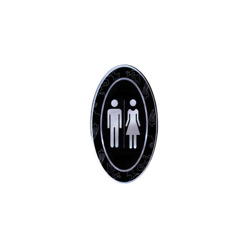 PLAQUE AUTO-ADHESIVE "UNISEX"  12,5x20,5 CM NOIR ACRYLIQUE (1 UNITÉ)