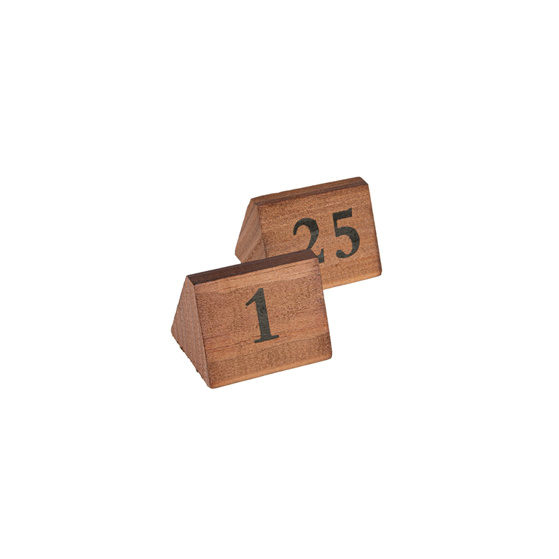 NUMÉROS DE TABLE DU 1 AU 25  5,8x4,6x4,2 CM BOIS (1 UNITÉ)