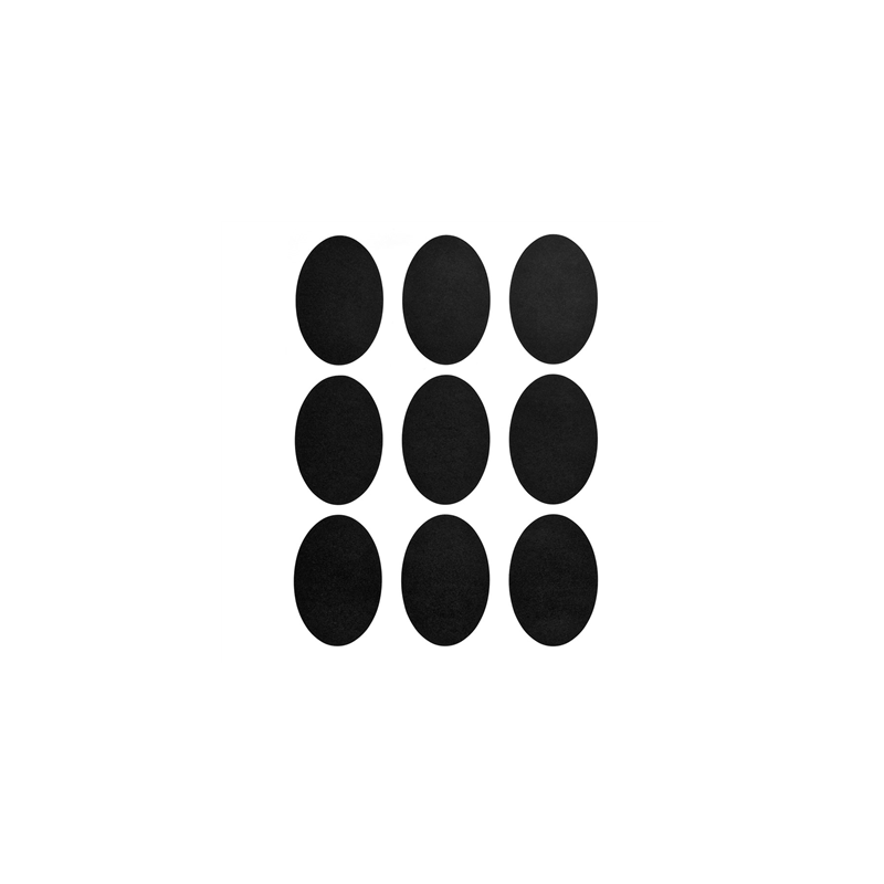 2 FEUILLES (18 U.) ÉTIQUETTES OVALES   NOIR VINYL (12 UNITÉ)