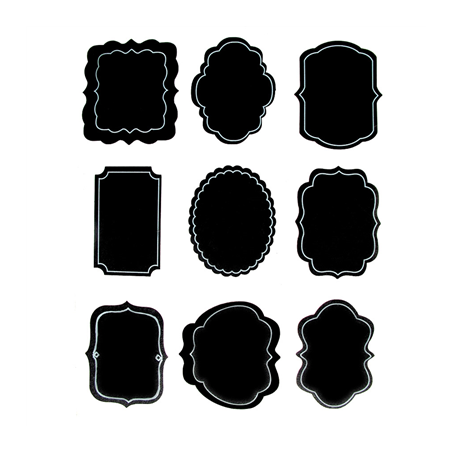 2 FEUILLES (18 U.) ÉTIQUETTES FORMES ASSORTIES