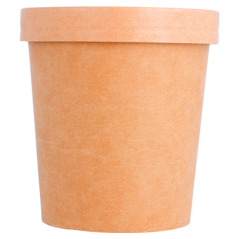 RÉCIPIENTS + COUVERCLES 480 ML - 16 oz 320 + 18 PE G/M2 Ø 9,8/7,5x10 CM NATUREL KRAFT (250 UNITÉ)