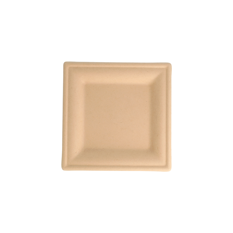 ASSIETTES CARRÉES 'BIONIC'  16x16x1 CM NATUREL BAGASSE (1000 UNITÉ)
