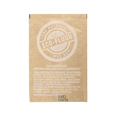 RINCE-DOIGTS FLUSHABLE KRAFT 'FEEL GREEN' 50 G/M2 6,8x10 CM BLANC CELLULOSE (1200 UNITÉ)