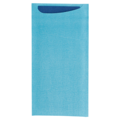 SACS COUVERTS + SERVIETTE AIRLAID BLEU 33x40 CM