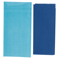 SACS COUVERTS + SERVIETTE AIRLAID BLEU 33x40 CM