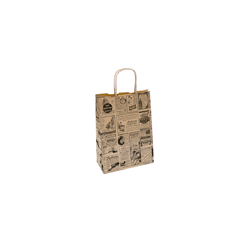 SACS SOS AVEC ANSES 'TIMES' 80 G/M2 26+14x32 CM NATUREL KRAFT (250 UNITÉ)