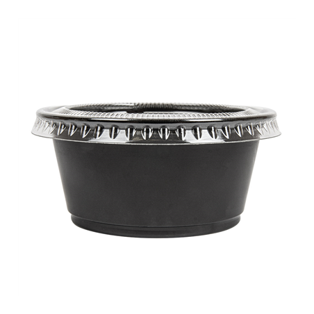 50 PETITS POTS + 50 COUVERCLES 100 ML Ø7,4x3,5 CM NOIR PP (24 UNITÉ)