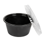 50 PETITS POTS + 50 COUVERCLES 100 ML Ø7,4x3,5 CM NOIR PP (24 UNITÉ)