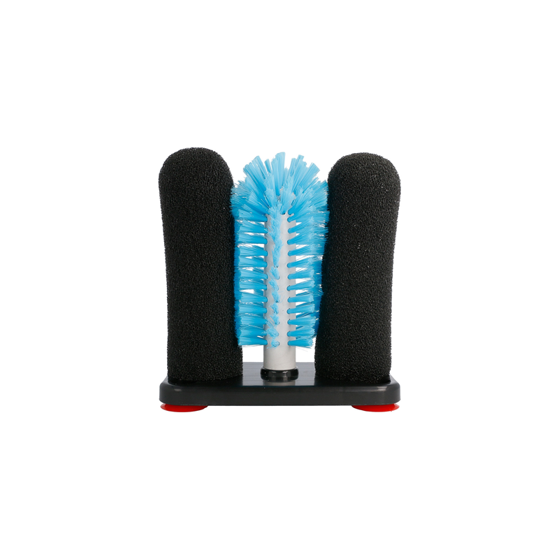 LAVE-VERRES 2 ÉPONGES + 1 BROSSES  10x18,7x19,5 CM ASSORTI LDPE (1 UNITÉ)