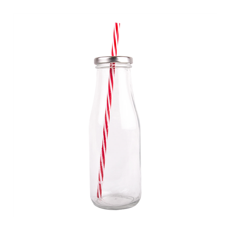 BOUTEILLE + COUVERCLE + PAILLE 'WAKI GLASS' 440 ML Ø 6,8x19 CM TRANSPARENT VERRE (48 UNITÉ)
