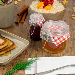 POT FERMETURE CLIP + PAPIER VICHY 'WAKI GLASS' 200 ML Ø 8x8,5 CM TRANSPARENT VERRE (48 UNITÉ)