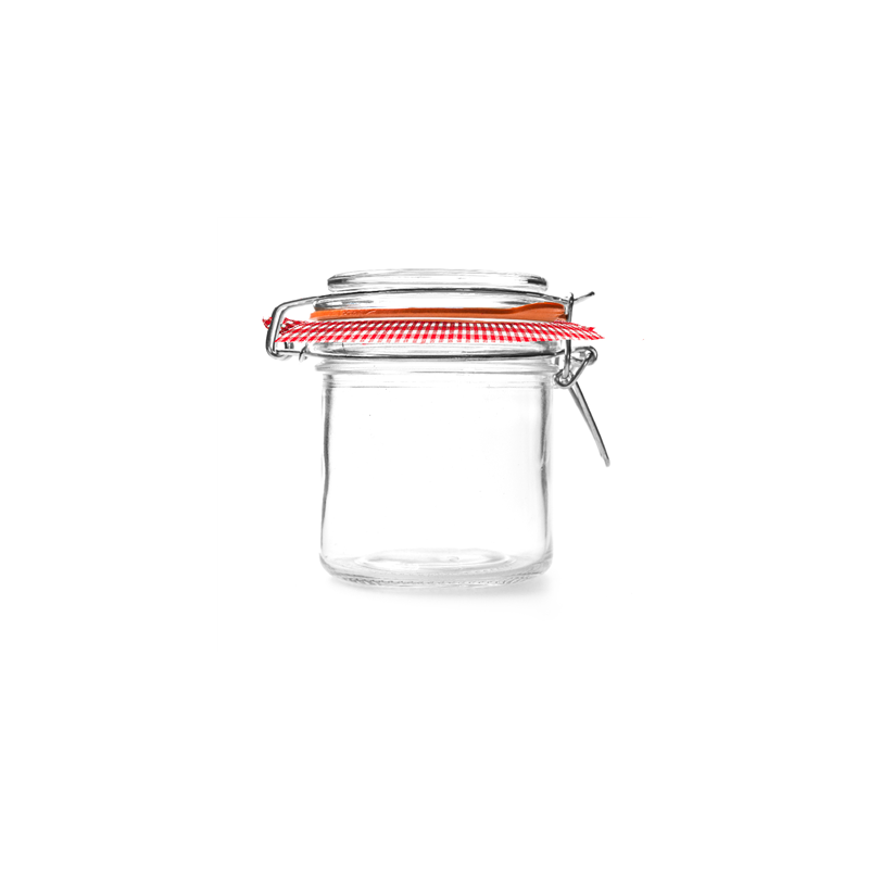 POT FERMETURE CLIP + PAPIER VICHY 'WAKI GLASS' 250 ML Ø 8,5x10 CM TRANSPARENT VERRE (24 UNITÉ)