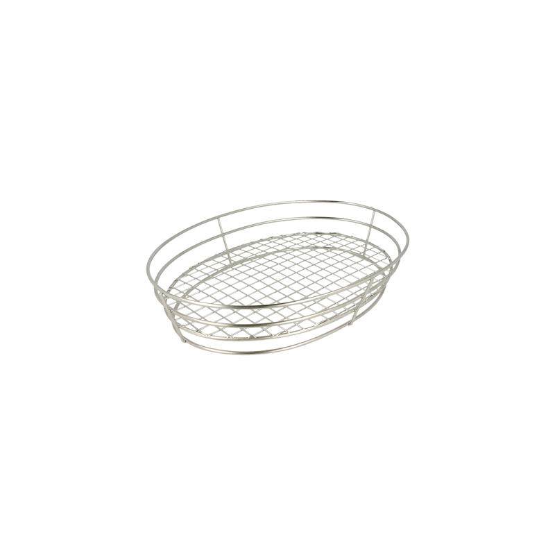 BASKET OVALE 'ARTINOX'  28x20,5x5,7 CM ARGENTE INOX (24 UNITÉ)