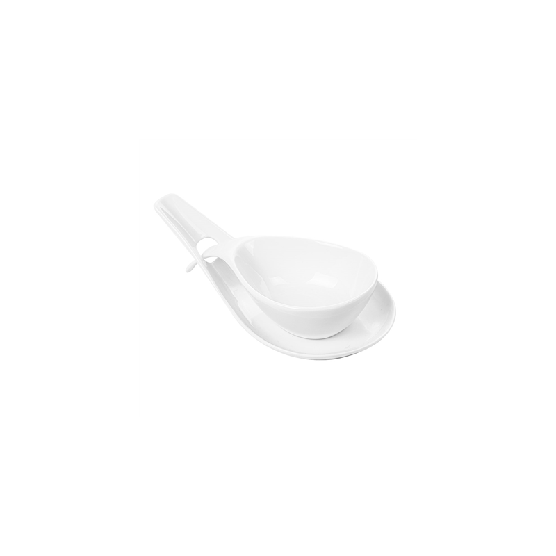 BOLS SOUPE AVEC SAUCIÈRE  18x8,6x4,3 CM BLANC PORCELAINE (6 UNITÉ)