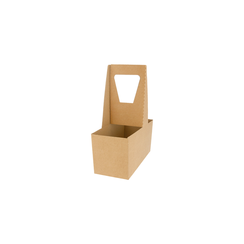 PORTE-GOBELETS, 2 GOBELETS  300 G/M2 18x8x24 CM NATUREL CARTON ONDULÉ MICROCANAL (200 UNITÉ)
