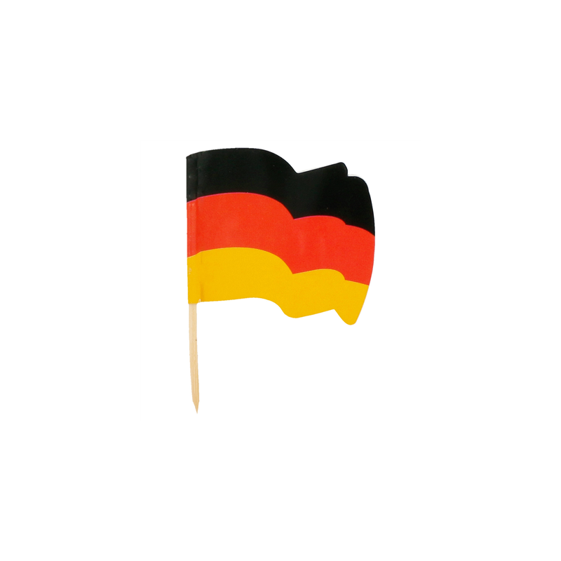 PETITS DRAPEAUX "ALLEMAGNE"  4x3/6,5 CM ASSORTI BOIS (144 UNITÉ)