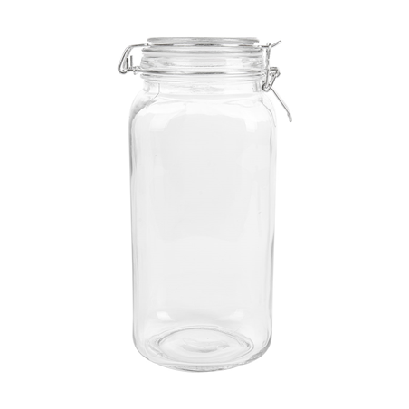 POT STOCKAGE + FERMETURE CLIP 'WAKI GLASS' 2 L Ø 10,5x26 CM TRANSPARENT VERRE (12 UNITÉ)