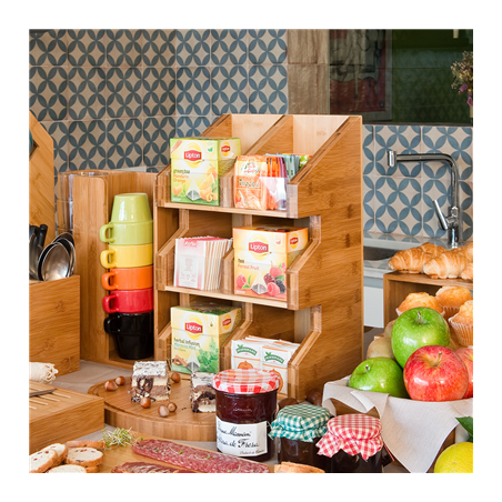 DISTRIBUTEUR CONDIMENTS  28x18x40 CM NATUREL BAMBOU (2 UNITÉ)