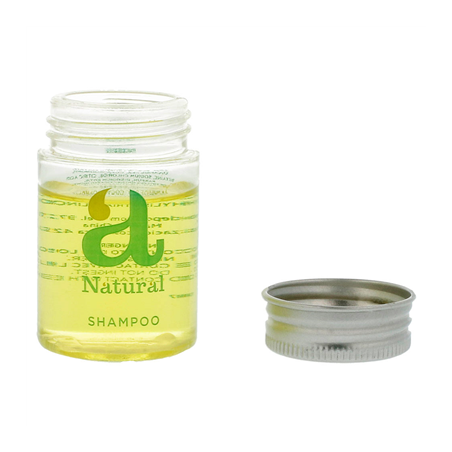 FLACONS SHAMPOOING 'NATURAL' 30 ML Ø3,2x5,2 CM TRANSPARENT PLASTIQUE (300 UNITÉ)