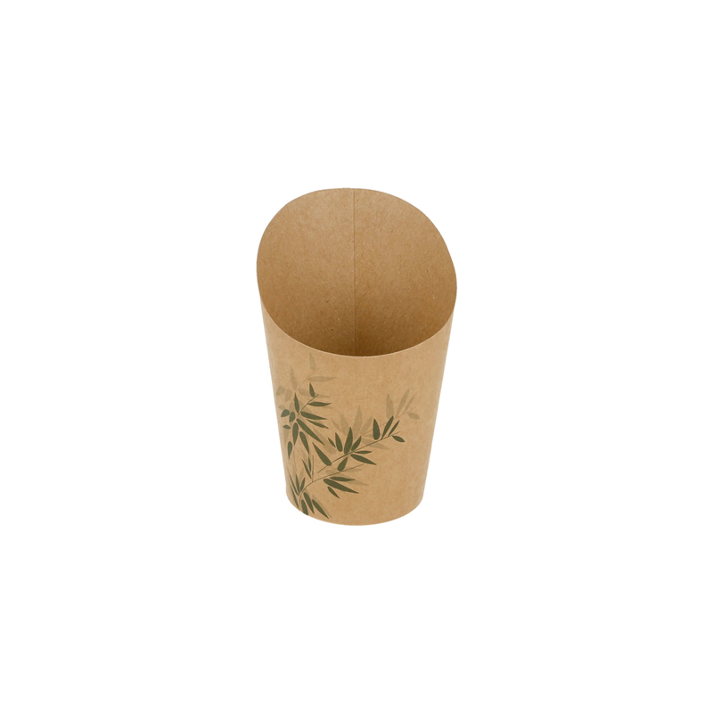 GOBELETS A FRITES OUVERTS 'FEEL GREEN' 9 OZ - 270 ML 200 + 25PE G/M2 Ø7x10,5 CM MARRON CARTON (100 UNITÉ)