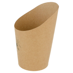 GOBELETS A FRITES OUVERTS 'FEEL GREEN' 9 OZ - 270 ML 200 + 25PE G/M2 Ø7x10,5 CM MARRON CARTON (100 UNITÉ)