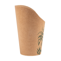GOBELETS A FRITES OUVERTS 'FEEL GREEN' 16 OZ - 480 ML 200 + 25PE G/M2 Ø8,5x13,5 CM MARRON CARTON (50 UNITÉ)