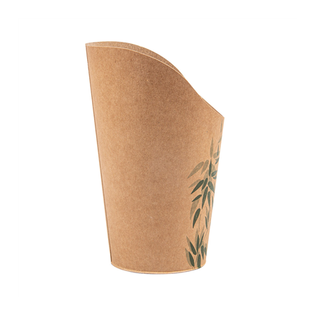 GOBELETS A FRITES OUVERTS 'FEEL GREEN' 16 OZ - 480 ML 200 + 25PE G/M2 Ø8,5x13,5 CM MARRON CARTON (50 UNITÉ)