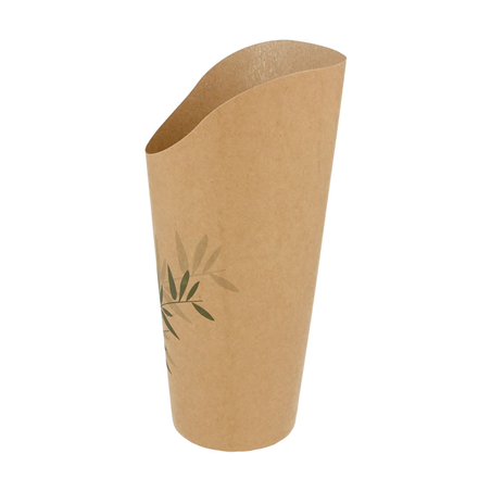 GOBELETS A FRITES OUVERTS 'FEEL GREEN' 22 OZ - 660 ML 200 + 25PE G/M2 Ø8,5x18 CM MARRON CARTON (50 UNITÉ)