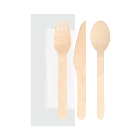 SET 4/1 FOURCHETTE, COUTEAU, CUILLÈRE, SERVIETTE