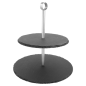 STAND SNACK 2 ÉTAGES  25x25x26,5 CM NATUREL ARDOISE (2 UNITÉ)