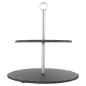 STAND SNACK 2 ÉTAGES  25x25x26,5 CM NATUREL ARDOISE (2 UNITÉ)