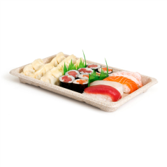 BOÎTES SUSHI 'BIONIC'  23,5x15,5x2 CM NATUREL BAGASSE (800 UNITÉ)