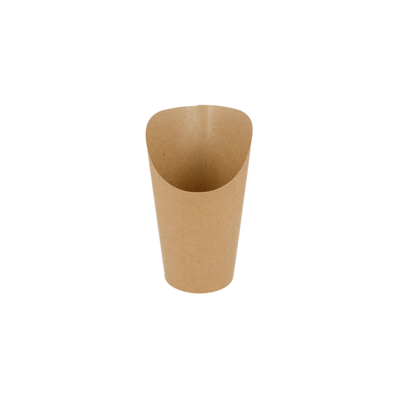 GOBELETS A FRITES OUVERTS 16 OZ - 480 ML 200 + 25PE G/M2 Ø8,5x13,5 CM MARRON CARTON (50 UNITÉ)