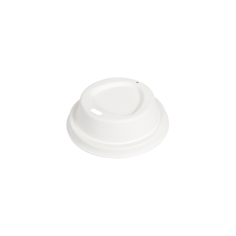 COUVERCLES POUR GOBELETS À CAFÉ 240 ML 'BIONIC'  Ø 8 CM BLANC BAGASSE (1000 UNITÉ)