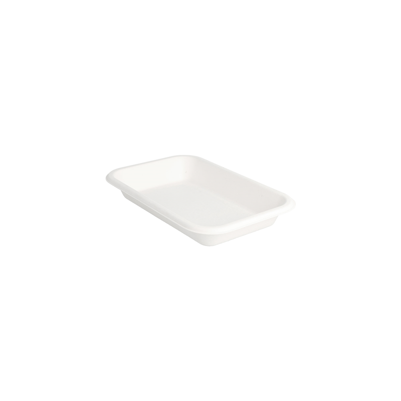 PLATEAUX 'BIONIC' 350 ML 18x12x2,5 CM BLANC BAGASSE (600 UNITÉ)