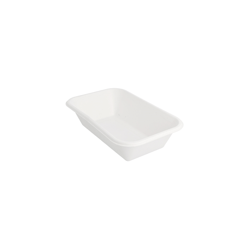 PLATEAUX 'BIONIC' 950 ML 21,5x14x5,2 CM BLANC BAGASSE (600 UNITÉ)