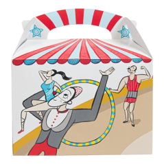 BOÎTES MENU ENFANT 'CIRCUS' 320 G/M2 15,50x10,50x17,50 CM QUADRICHROMIE CARTON (300 UNITÉ)
