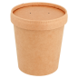 COMBO RÉCIPIENTS + COUVERCLES 480 ML - 16 oz 340 + 18 PE G/M2 Ø 9,7/7,5x10 CM NATUREL KRAFT (250 UNITÉ)