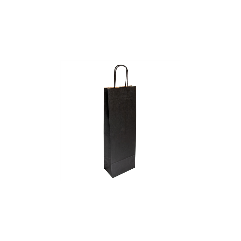 SACS SOS AVEC ANSES 1 BOTEILLE  100 G/M2 14+8x40 CM NOIR KRAFT (250 UNITÉ)