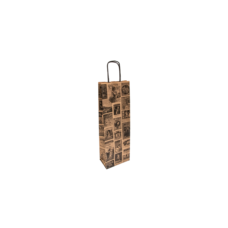 SACS SOS AVEC ANSES 1 BOTEILLE 'BACCHUS' 100 G/M2 14+8x40 CM NATUREL KRAFT (250 UNITÉ)