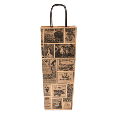 SACS SOS AVEC ANSES 1 BOTEILLE 'BACCHUS' 100 G/M2 14+8x40 CM NATUREL KRAFT (250 UNITÉ)