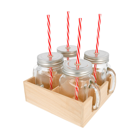 SET 4 PICHETS+PAILLE AVEC BASE