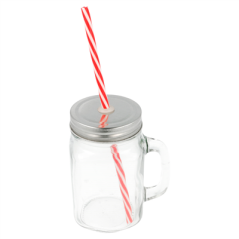 SET 4 PICHETS+PAILLE AVEC BASE 'WAKI GLASS' 450 ML Ø 8x13 CM TRANSPARENT VERRE (6 UNITÉ)