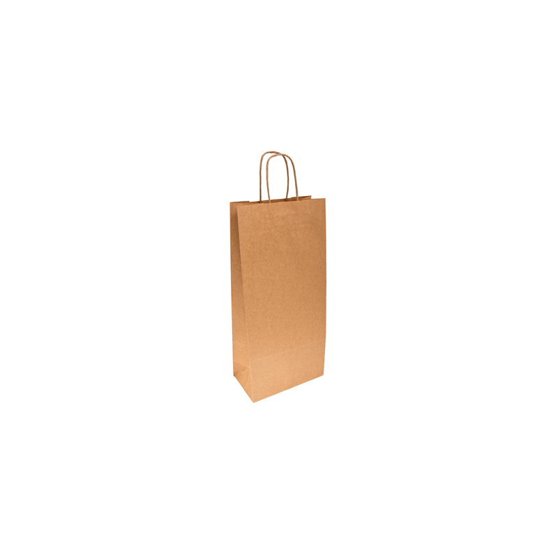 SACS SOS AVEC ANSES 2 BOTEILLES  100 G/M2 18+10x39 CM NATUREL KRAFT (250 UNITÉ)