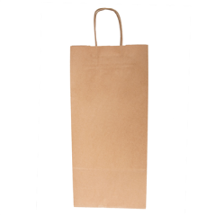 SACS SOS AVEC ANSES 2 BOTEILLES  100 G/M2 18+10x39 CM NATUREL KRAFT (250 UNITÉ)
