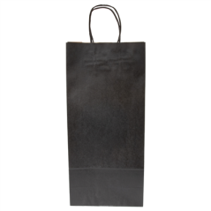 SACS SOS AVEC ANSES 2 BOTEILLES  100 G/M2 18+10x39 CM NOIR KRAFT (250 UNITÉ)