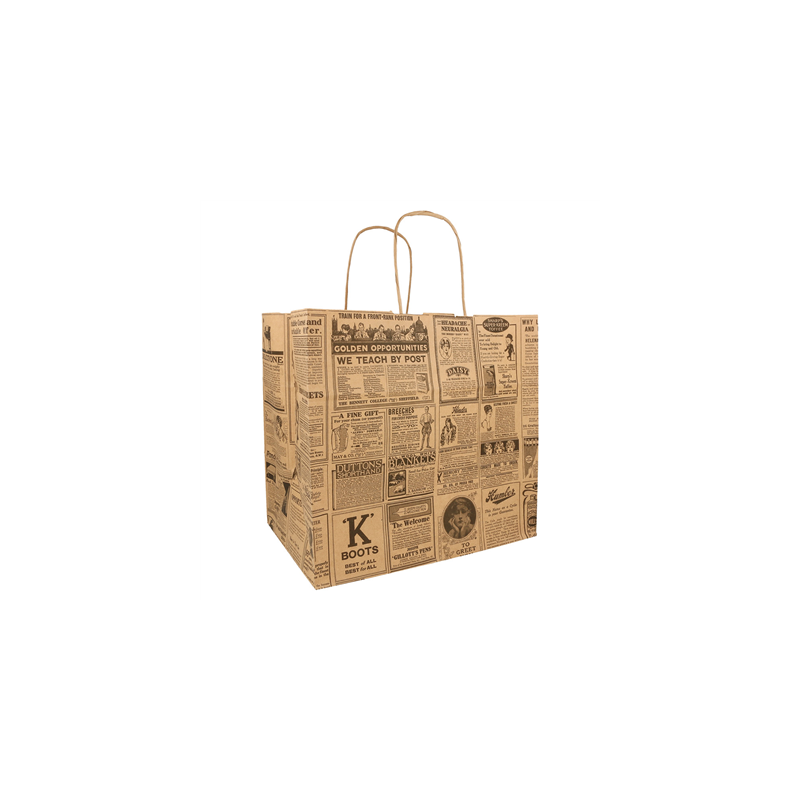 SACS SOS AVEC ANSES "TRAITEUR" 'TIMES' 80 G/M2 26+17x24 CM NATUREL KRAFT (250 UNITÉ)